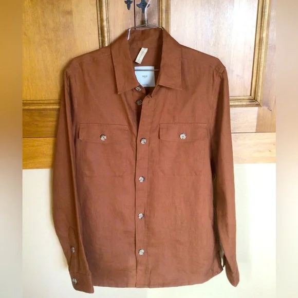 Mango Men’s M Ming Man sustainable Linen button down - Picture 1 of 9